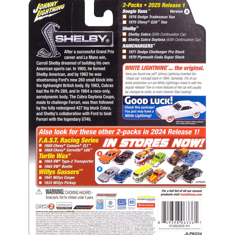 Shelby Cobra 50th Continuation Car & Shelby Cobra Daytona - Viking Blue 1:64 Scale Diecast Model Car by Johnny Lightning