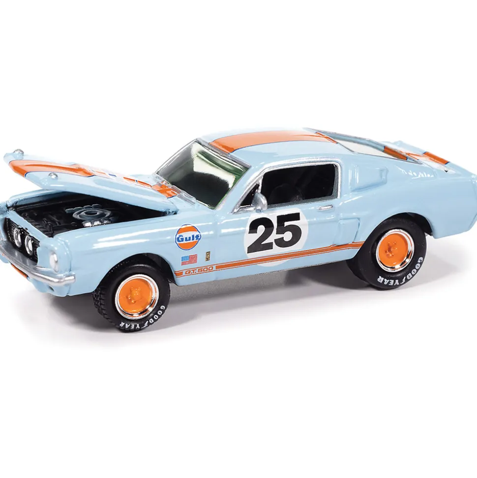 1967 Shelby GT-500 - Gulf Light Blue w/ Orange Stripe 1:64 Scale Diecast Model Car by Johnny Lightning