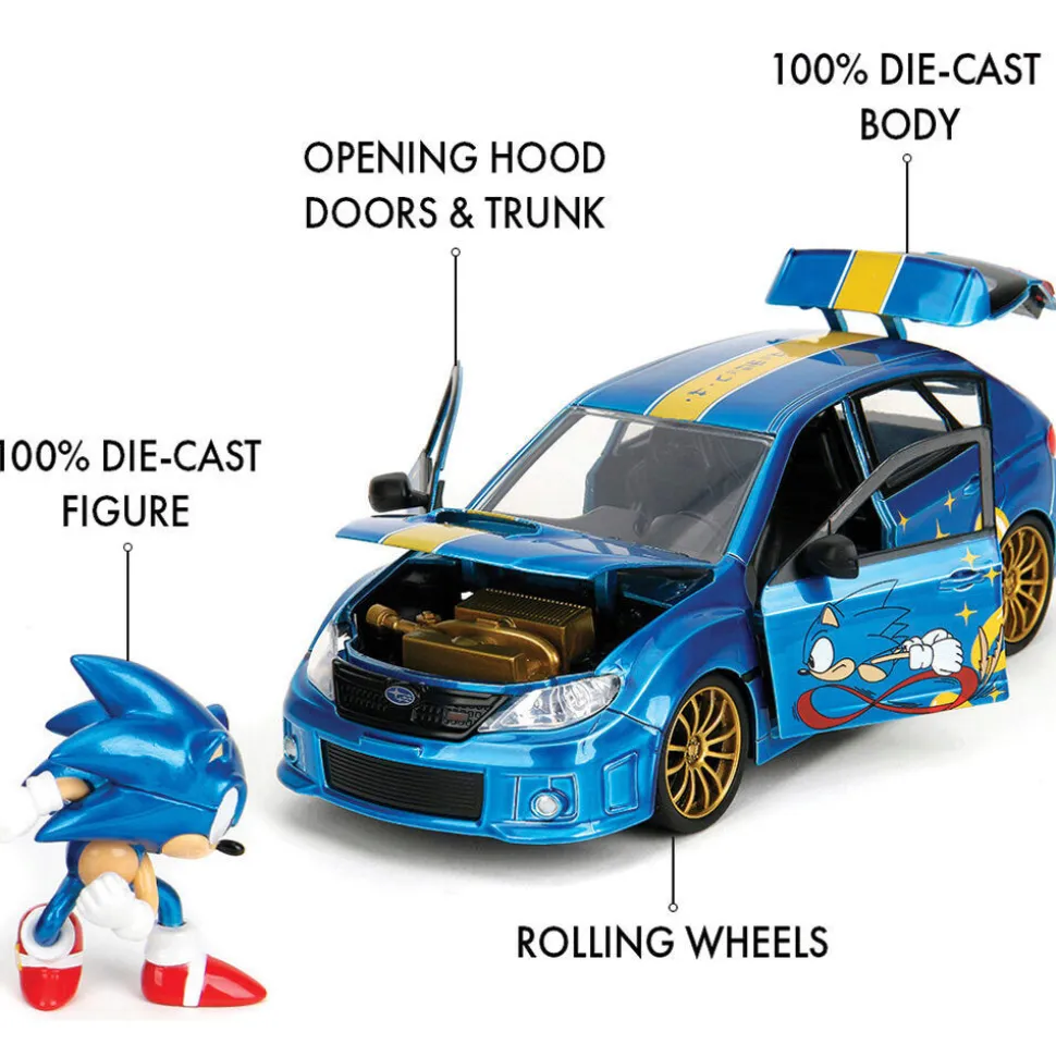 2012 Subaru Impreza WRX STI w/Sonic The Hedgehog 1:24 Scale Diecast Model Truck by Jada Toys
