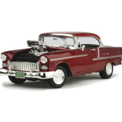 1955 Supercharged Chevy Bel Air - Burgundy 1:18 Scale Diecast Model by Motormax