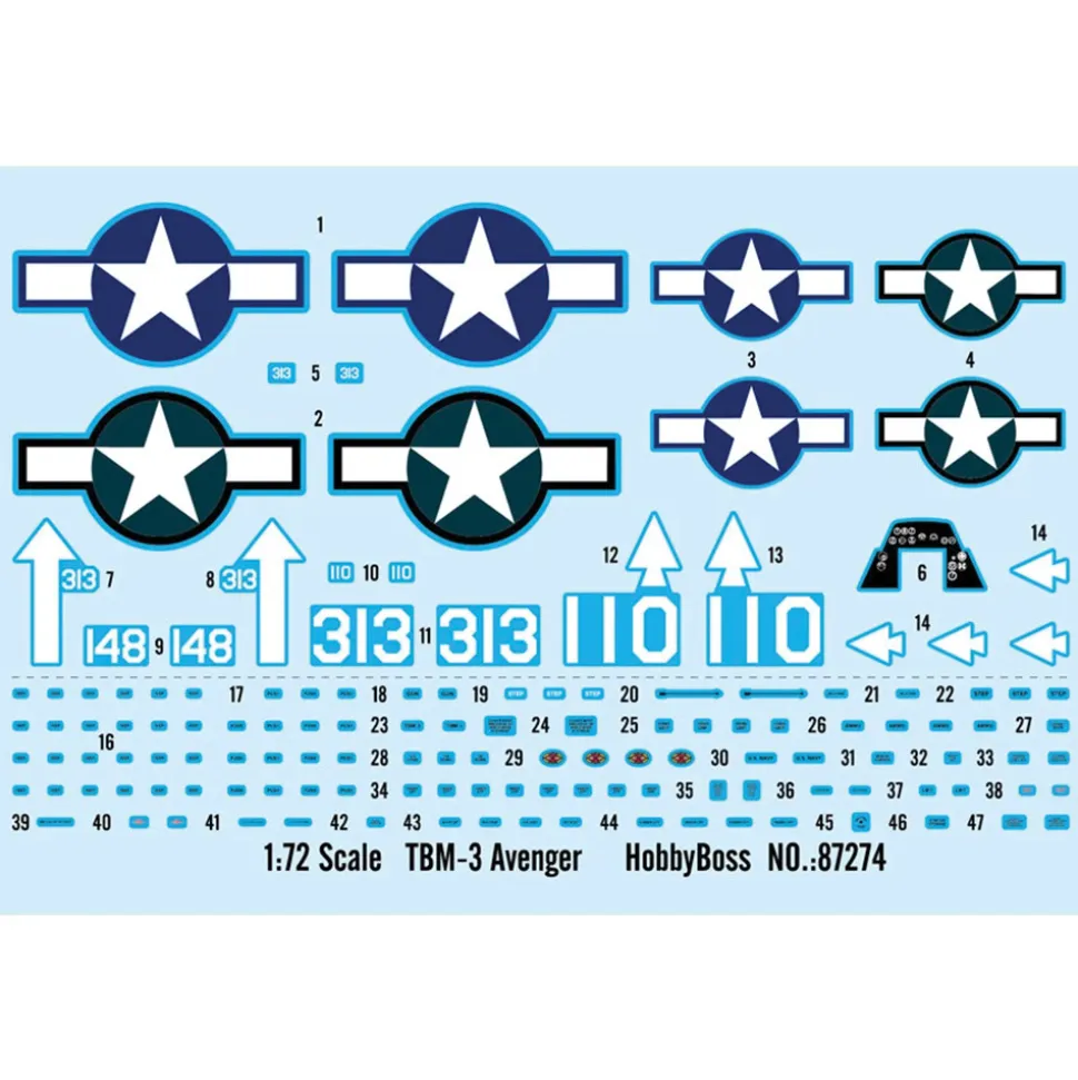 TBM-3 Avenger 1/72 Kit HOBBY BOSS (87274) 1:72 scale Plastic by HobbyBoss