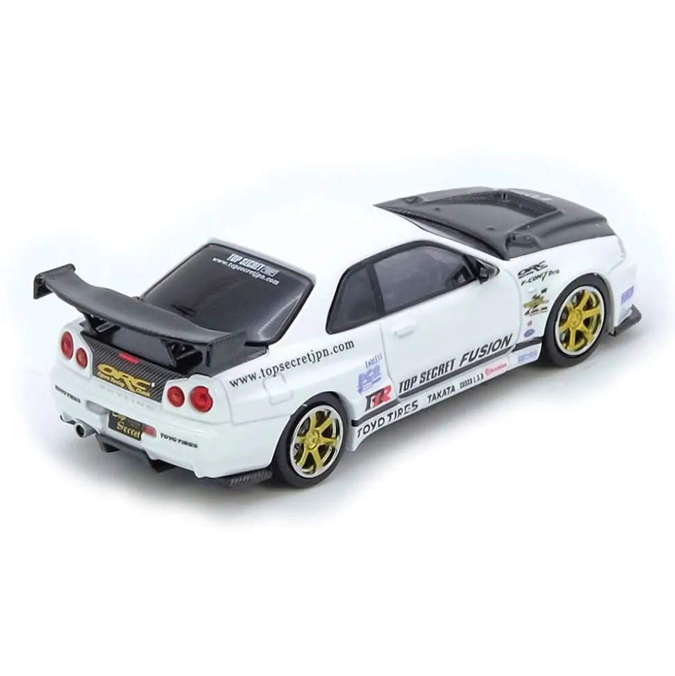 Top Secret Nissan R34 GT-R - White 1:64 Scale Diecast Model Car by Inno Models