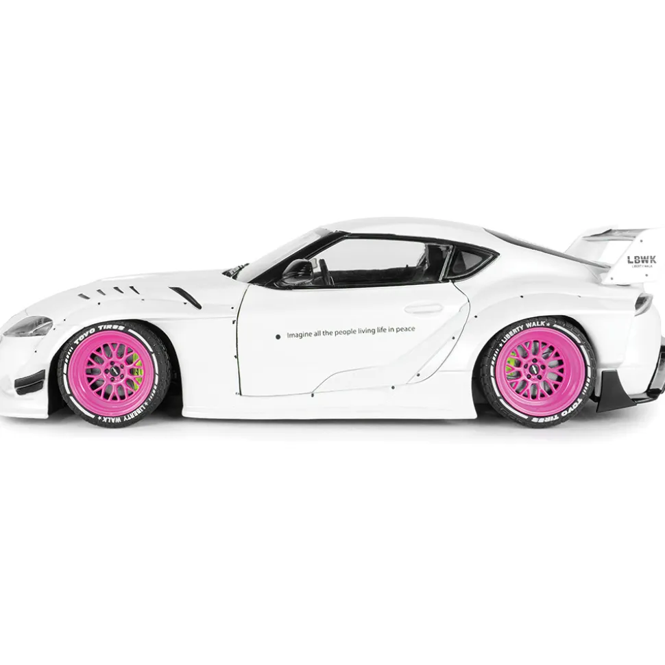 2025 Toyota GR Supra Liberty Walk Body Kit - White Pink 1:18 Scale Diecast Model Car by Solido