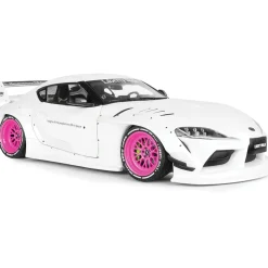 2025 Toyota GR Supra Liberty Walk Body Kit - White Pink 1:18 Scale Diecast Model Car by Solido