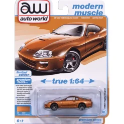 1998 Toyota Supra (No Spoiler & Custom Wheels) - Sedona Sunset Metallic 1:64 Scale Diecast Model Car by Auto World