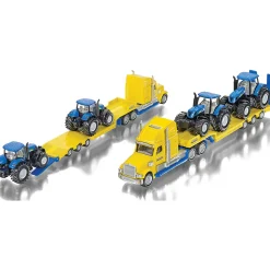 Tractor Trailer Truck With New Holland Tractors 1:87 Scale Diecast Model Truck by Siku