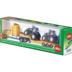 Tractor Trailer Truck With New Holland Tractors 1:87 Scale Diecast Model Truck by Siku