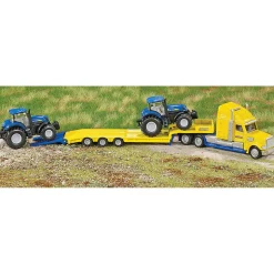 Tractor Trailer Truck With New Holland Tractors 1:87 Scale Diecast Model Truck by Siku