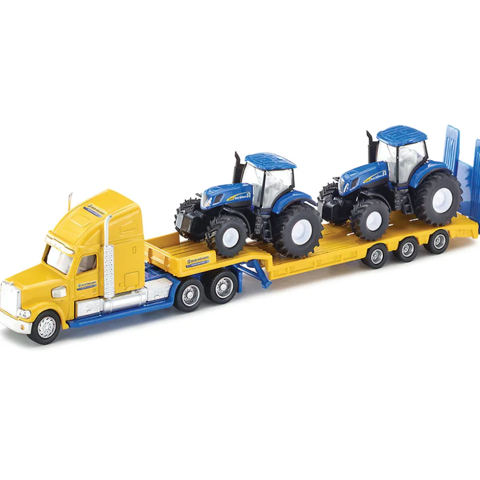 Tractor Trailer Truck With New Holland Tractors 1:87 Scale Diecast Model Truck by Siku