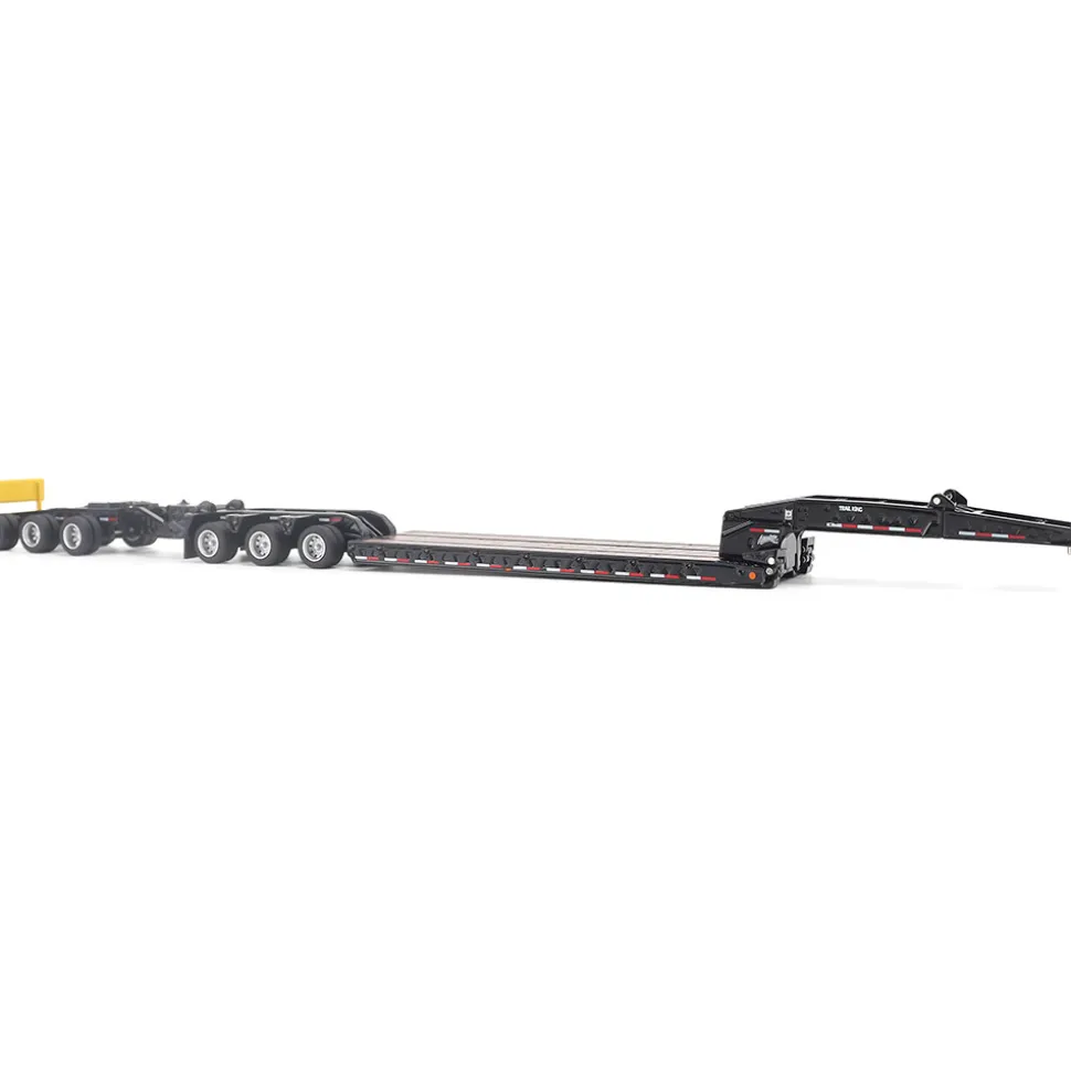 Trail King TK170 Hydraulic Detachable Gooseneck Lowboy Trailer with Jeep & Booster 1:64 Scale Diecast Model Truck by Diecast Masters