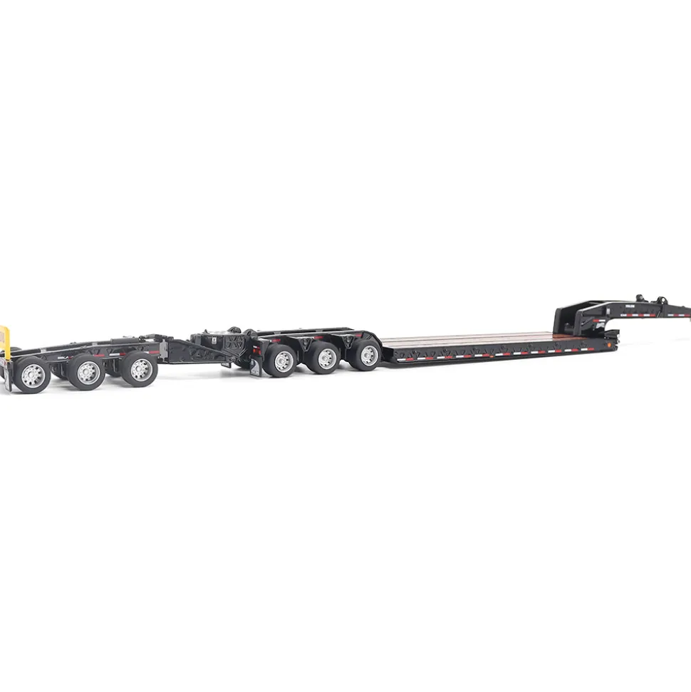 Trail King TK170 Hydraulic Detachable Gooseneck Lowboy Trailer with Jeep & Booster 1:64 Scale Diecast Model Truck by Diecast Masters