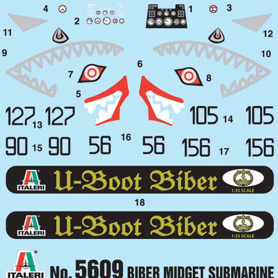U-Boot Biber Midget Submarine 1/35 Kit Italeri (5609s) 1:35 Scale Plastic by Italeri