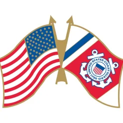 U.S. Flag and Coast Guard Flag Lapel Pin Eagle Emblems (P62604) by Eagle Emblems