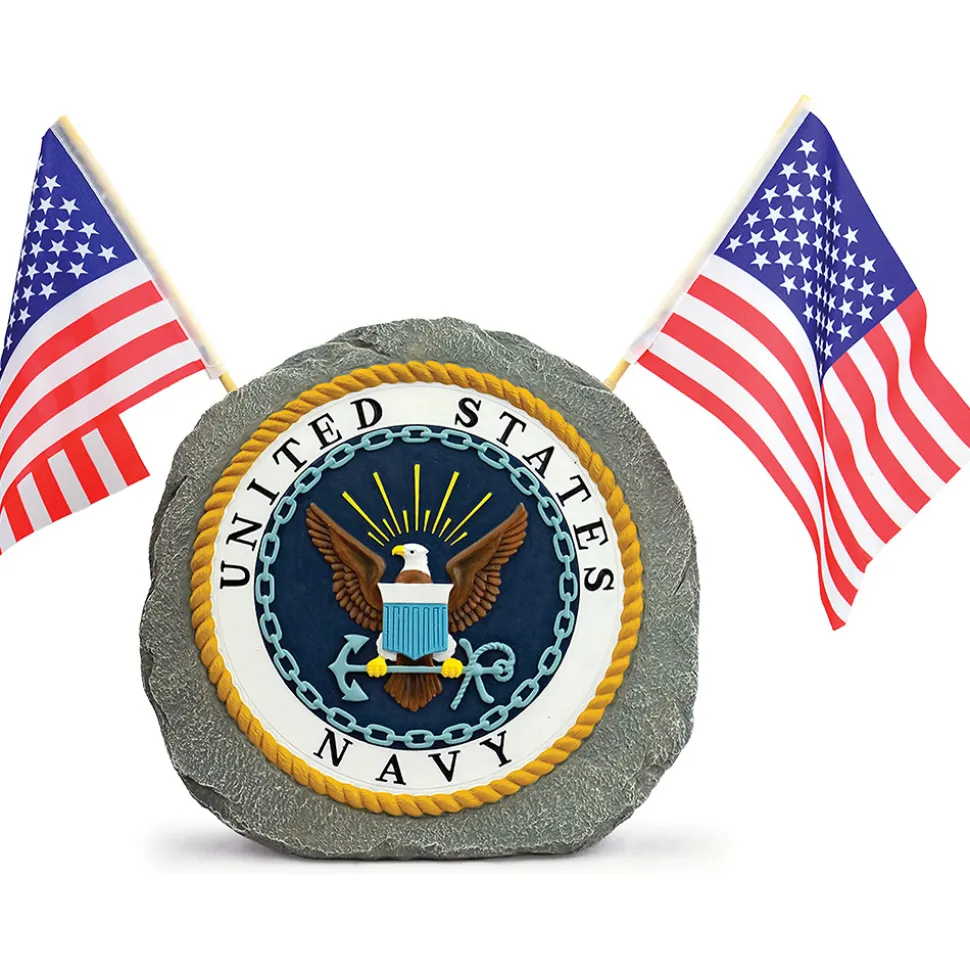 U.S. Navy Garden Stone with Flags Geocentral (R35184) by Geocentral