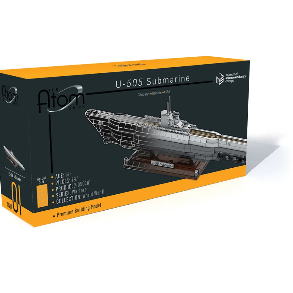 U-505 Submarine Building Block Model - 797 Pieces Building Brick Set by Atom Brick Company
