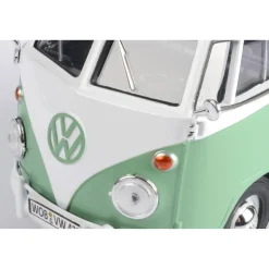 Volkswagen Type 2 ( T1 ) - Pickup-2-White / Green 1:24 Scale Diecast Model Truck by Motormax