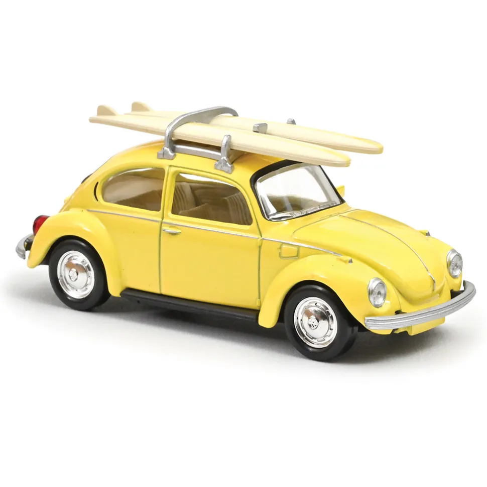 1973 VW Beetle 1303 - Pastel Yellow w/Surfboards 1:43 Scale Model Car by Norev
