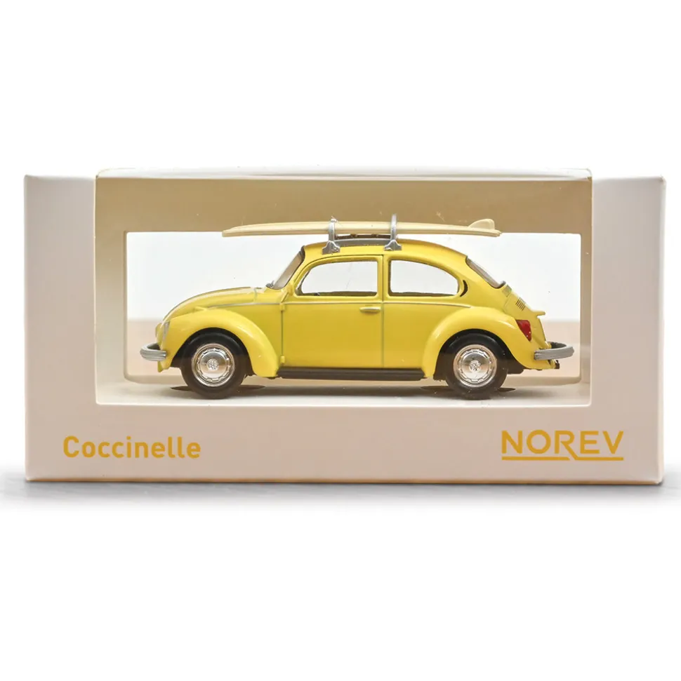 1973 VW Beetle 1303 - Pastel Yellow w/Surfboards 1:43 Scale Model Car by Norev
