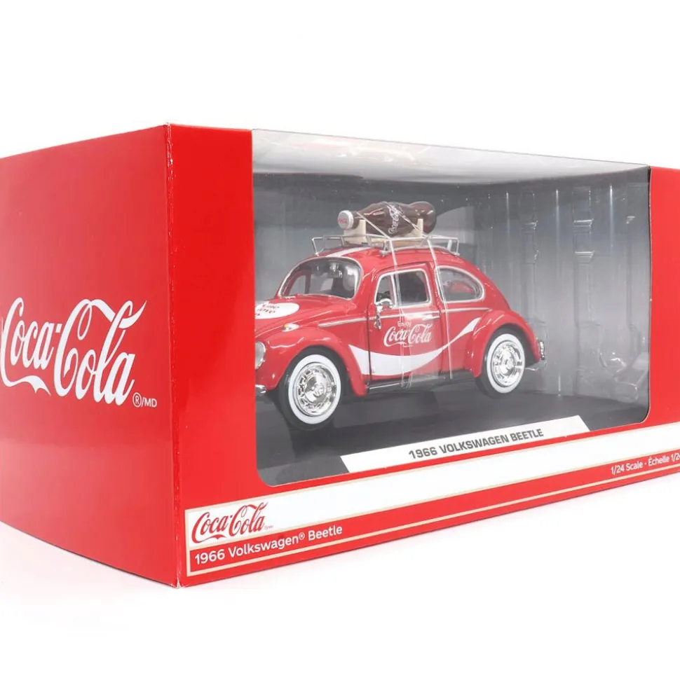 1966 VW Beetle with Bottle on Top Rack 1:24 Scale Diecast Model Car by Motor City Classics
