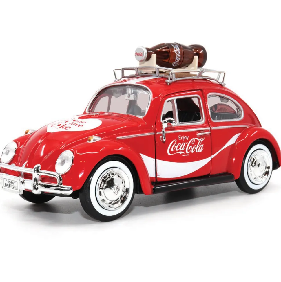 1966 VW Beetle with Bottle on Top Rack 1:24 Scale Diecast Model Car by Motor City Classics