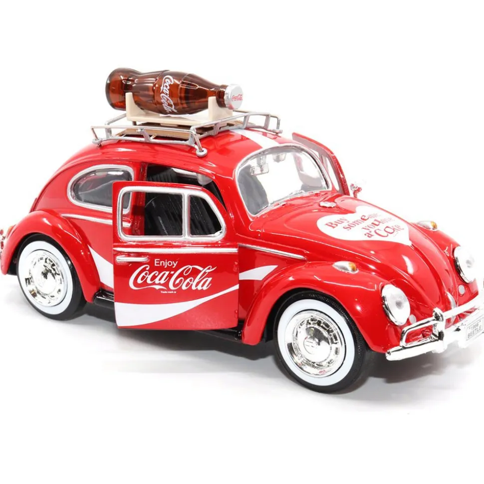 1966 VW Beetle with Bottle on Top Rack 1:24 Scale Diecast Model Car by Motor City Classics