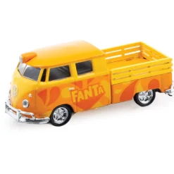 1960 VW Double Cab Truck with 1960 VW 15-Window Bus - Fanta 1:64 Scale Diecast Model Truck by M2 Machines