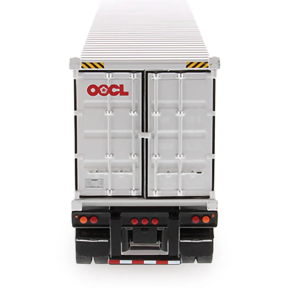 Western Star 4900 SFFA Day Cab with 40' Dry Goods Sea Container - Red& Gray - OOCL - White 1:50 Scale Diecast Model Truck by Diecast Masters